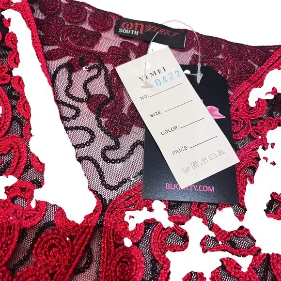 Mesh Embroidered Sequin Top M NWT - Picture 5 of 8